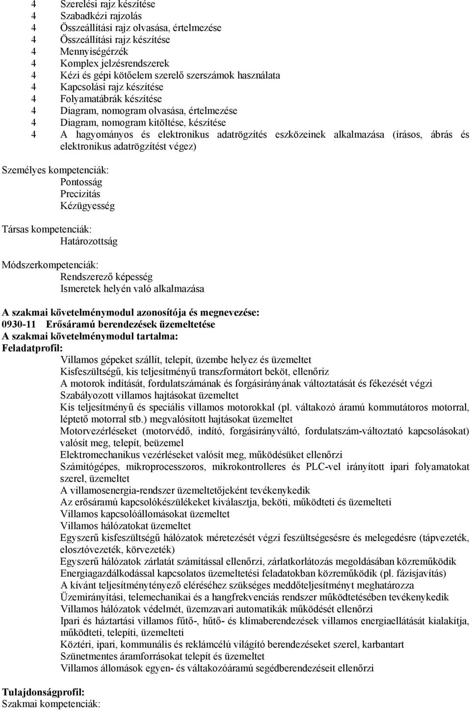 adatrögzítés eszközeinek alkalmazása (írásos, ábrás és elektronikus adatrögzítést végez) Személyes kompetenciák: Pontosság Precizitás Kézügyesség Társas kompetenciák: Határozottság