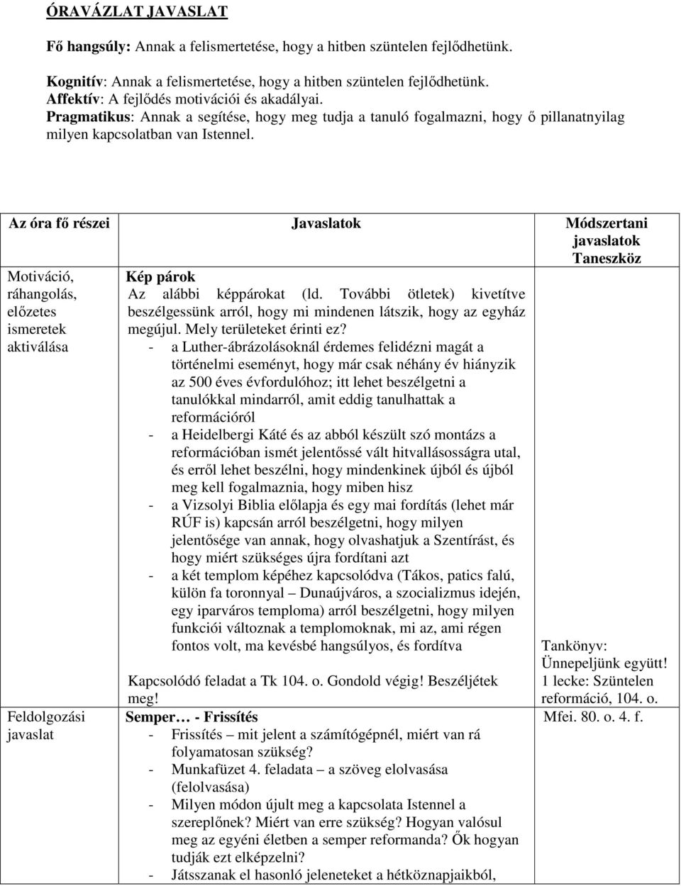 Az óra fő részei Javaslatok Módszertani javaslatok Taneszköz Motiváció, ráhangolás, előzetes ismeretek aktiválása Feldolgozási javaslat Kép párok Az alábbi képpárokat (ld.