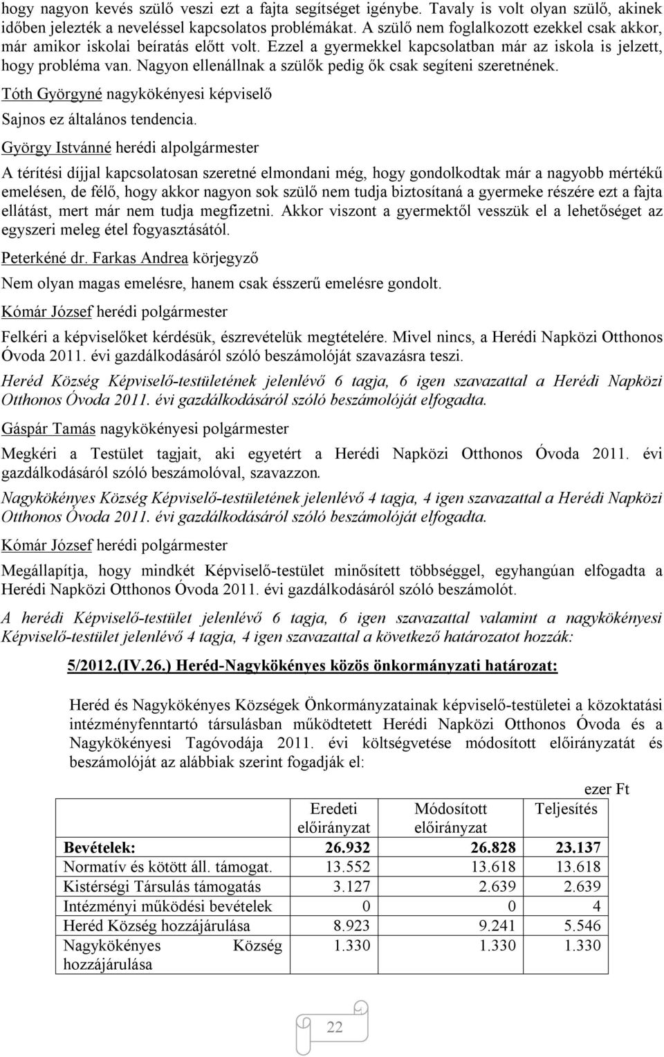 Nagyon ellenállnak a szülők pedig ők csak segíteni szeretnének. Tóth Györgyné nagykökényesi képviselő Sajnos ez általános tendencia.