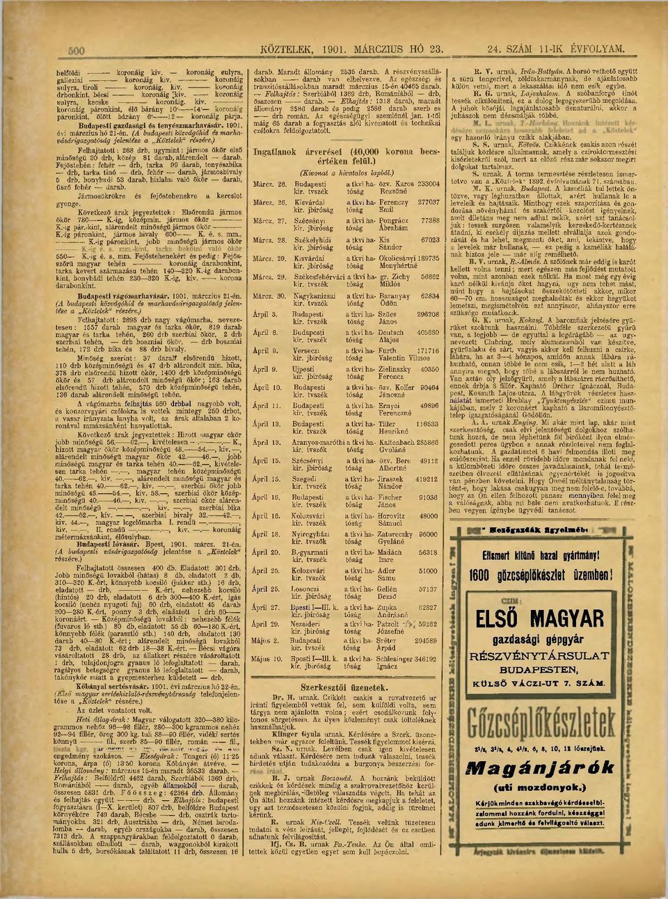 Elhajtás: 1318 darab, maradt koronáig páronkint, élő bárány 10' 14'-- koronáig állomány 2586 darab és pedig 2586 darab szerb es páronkint, ölött bárány 6' 12 koronáig párja. drb román.