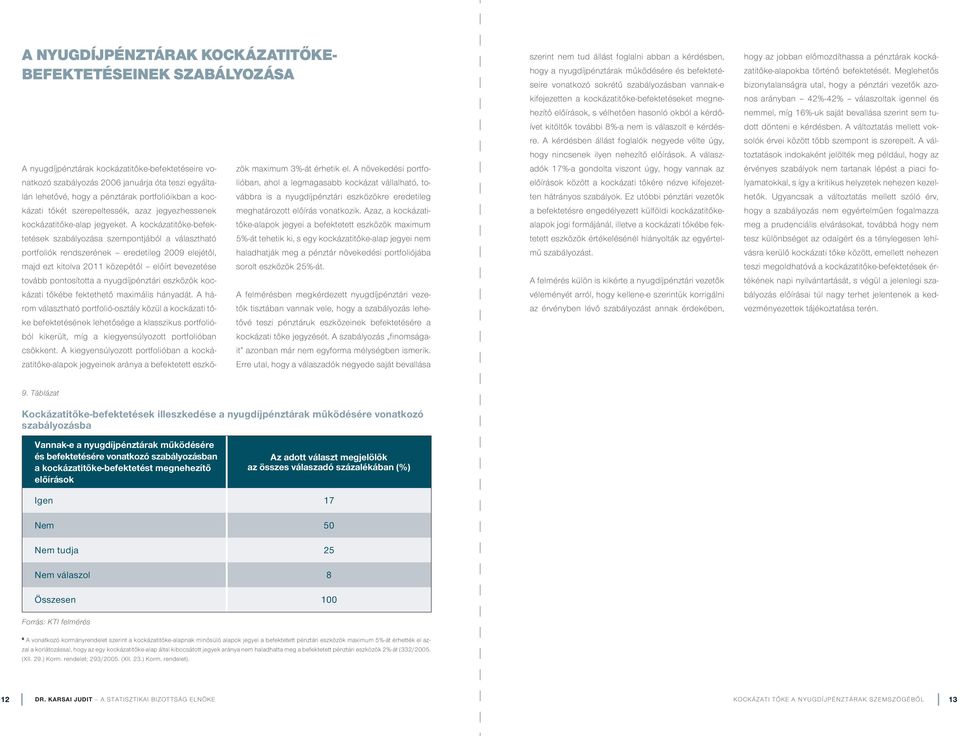 A kockázatitőke-be fekte tések szabályozása szempontjából a választható portfoliók rendszerének eredetileg 2009 elejétől, majd ezt kitolva 2011 közepétől előírt bevezetése tovább pontosította a