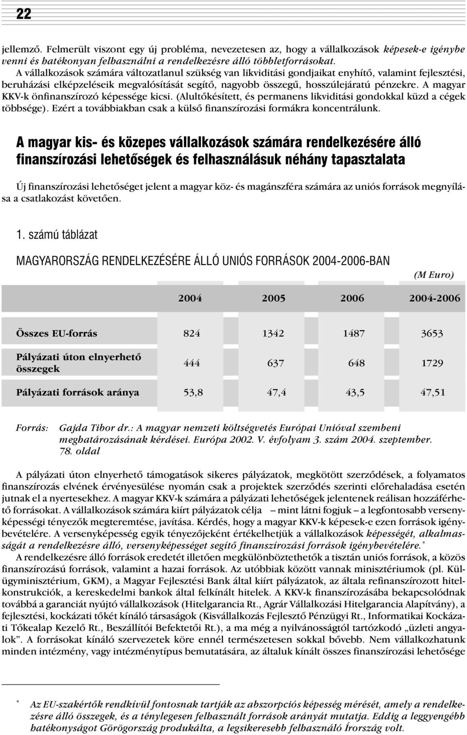 A magyar KKV-k önfinanszírozó képessége kicsi. (Alultõkésített, és permanens likviditási gondokkal küzd a cégek többsége). Ezért a továbbiakban csak a külsõ finanszírozási formákra koncentrálunk.