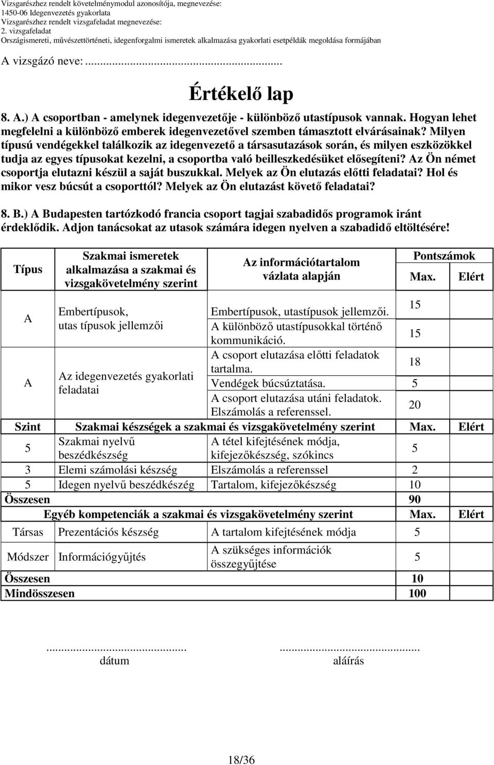 Milyen típusú vendégekkel találkozik az idegenvezetı a társasutazások során, és milyen eszközökkel tudja az egyes típusokat kezelni, a csoportba való beilleszkedésüket elısegíteni?