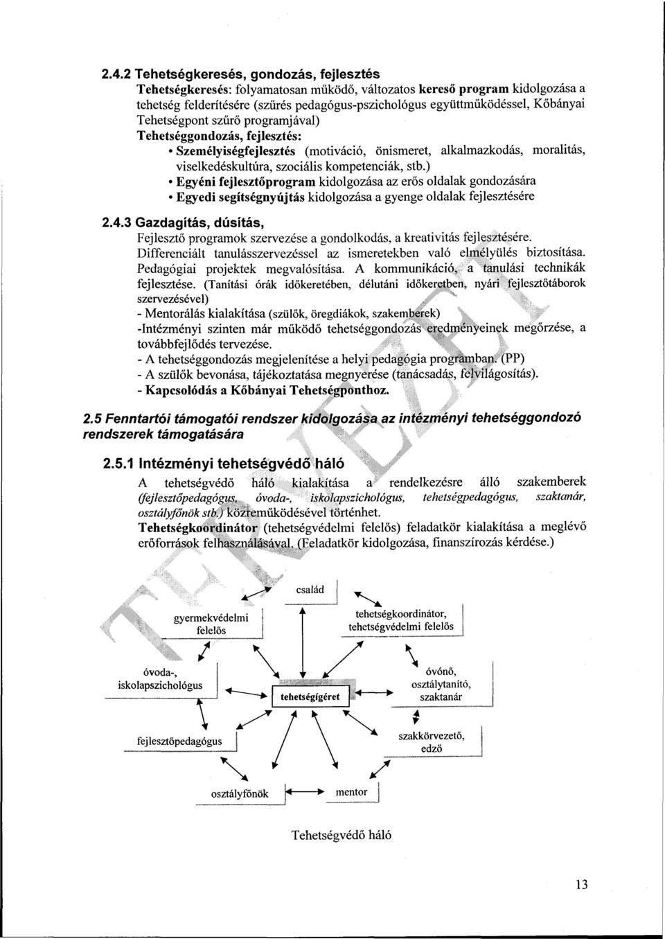 ) Egyéni fejlesztőprogram kidolgozása az erős oldalak gondozására Egyedi segítségnyújtás kidolgozása a gyenge oldalak fejlesztésére 2.4.