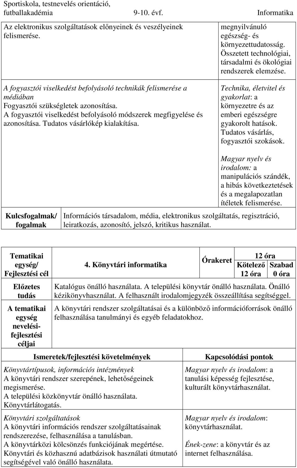 Összetett technológiai, társadalmi és ökológiai rendszerek elemzése. Technika, életvitel és gyakorlat: a környezetre és az emberi egészségre gyakorolt hatások. Tudatos vásárlás, fogyasztói szokások.