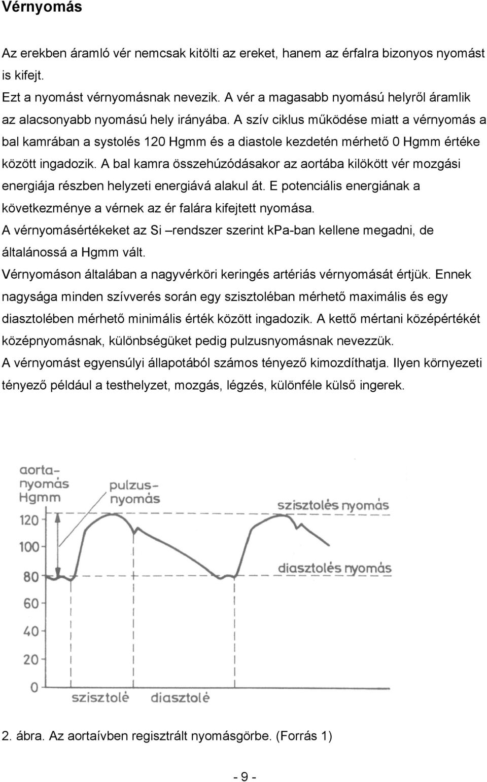 A szív ciklus működése miatt a vérnyomás a bal kamrában a systolés 120 Hgmm és a diastole kezdetén mérhető 0 Hgmm értéke között ingadozik.