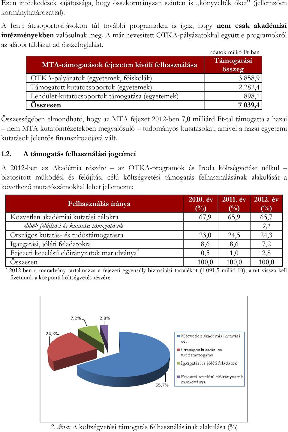 A már nevesített OTKA-pályázatokkal együtt e programokról az alábbi táblázat ad összefoglalást.