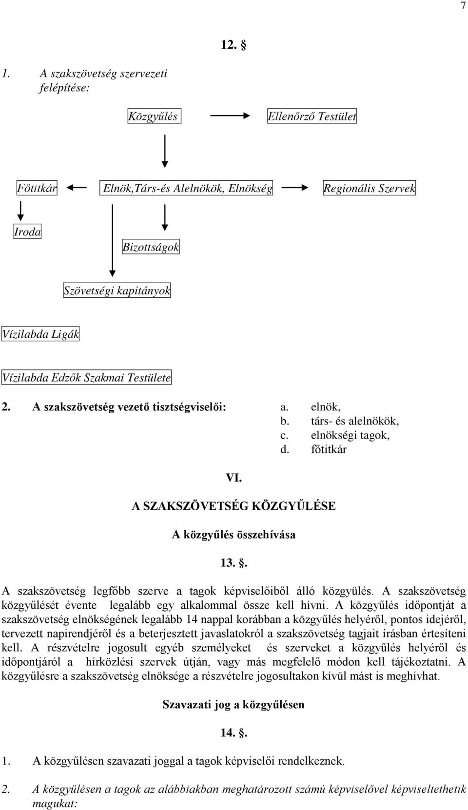 . A szakszövetség legfőbb szerve a tagok képviselőiből álló közgyülés. A szakszövetség közgyűlését évente legalább egy alkalommal össze kell hívni.