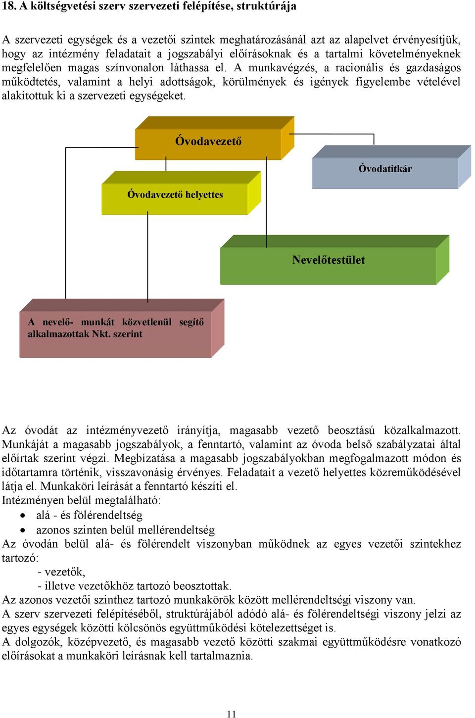 A munkavégzés, a racionális és gazdaságos működtetés, valamint a helyi adottságok, körülmények és igények figyelembe vételével alakítottuk ki a szervezeti egységeket.