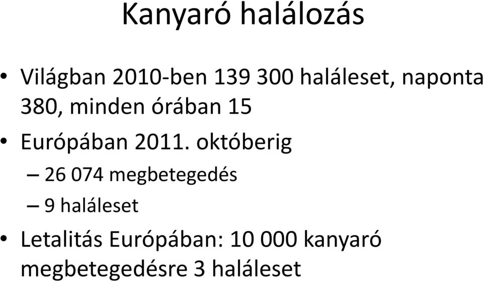 2011. októberig 26 074 megbetegedés 9 haláleset