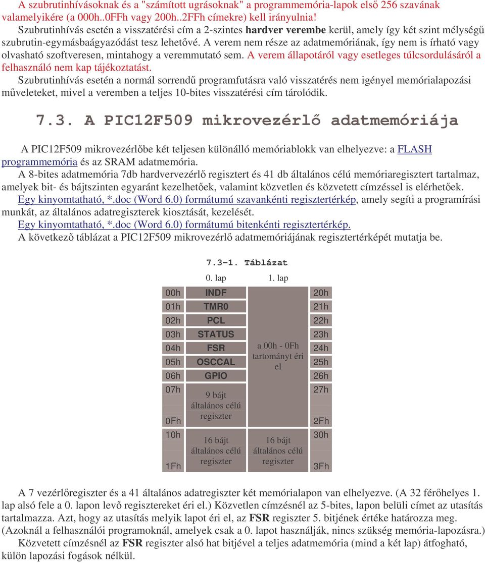 A verem nem része az adatmemóriának, így nem is írható vagy olvasható szoftveresen, mintahogy a veremmutató sem.