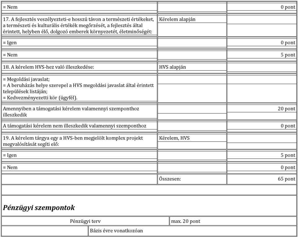 Kérelem alapján = Igen 0 pont = Nem 5 pont 18.
