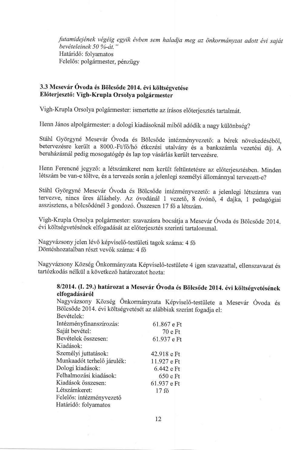 Henn Jiinos alpolg6rmester: a dologi kiad6solkn6l mib5l ad6dik a nagy kiildnbsr5g? St6hl Gyorgynd Mesevdr Ovoda ds Bolcsode intdzmdnyvezeto: a bdrek ncjvekeddsdbol, betervez6sre kenilt a 8000.