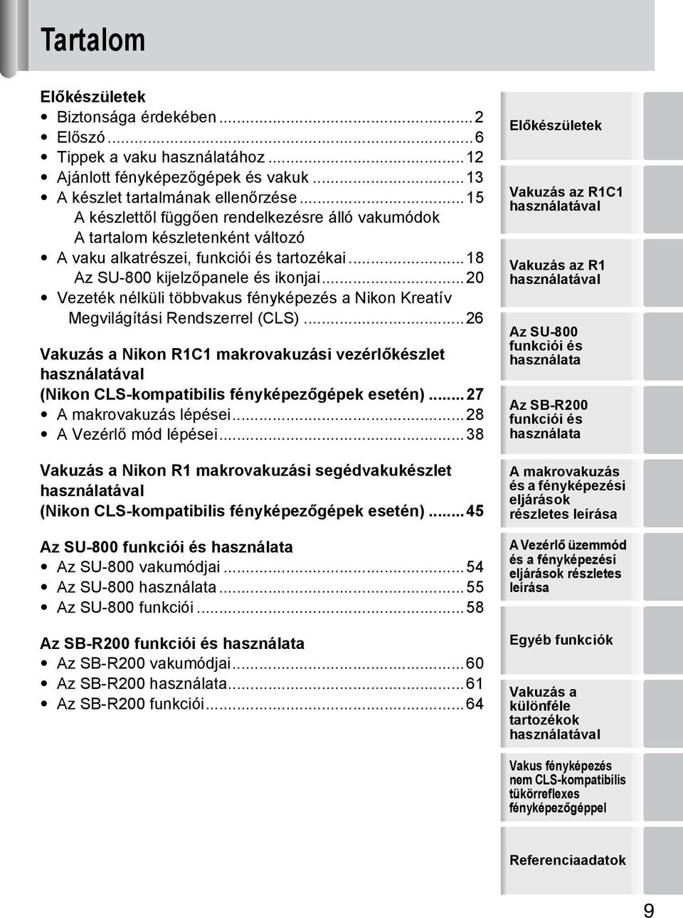 ..20 Vezeték nélküli többvakus fényképezés a Nikon Kreatív Megvilágítási Rendszerrel (CLS).