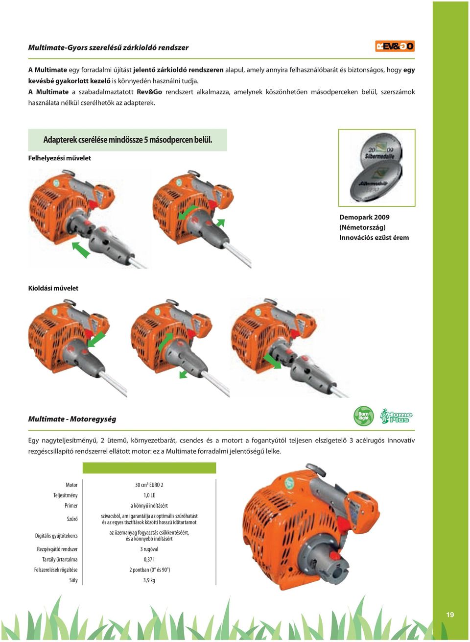 Adapterek cserélése mindössze 5 másodpercen belül.