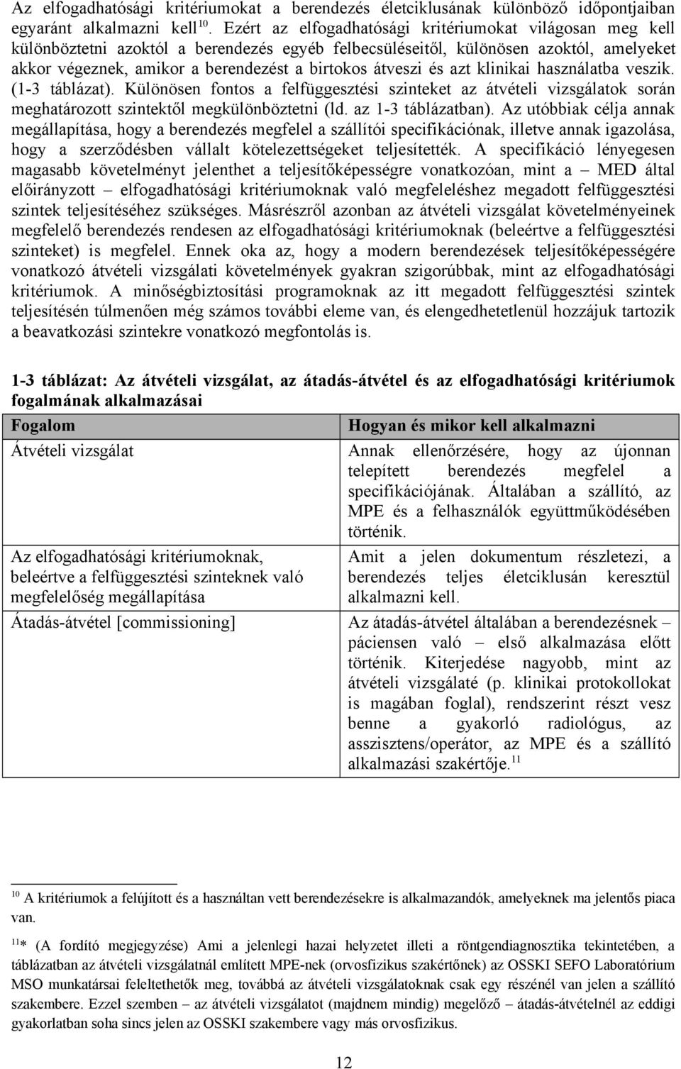 átveszi és azt klinikai használatba veszik. (1-3 táblázat). Különösen fontos a felfüggesztési szinteket az átvételi vizsgálatok során meghatározott szintektől megkülönböztetni (ld.