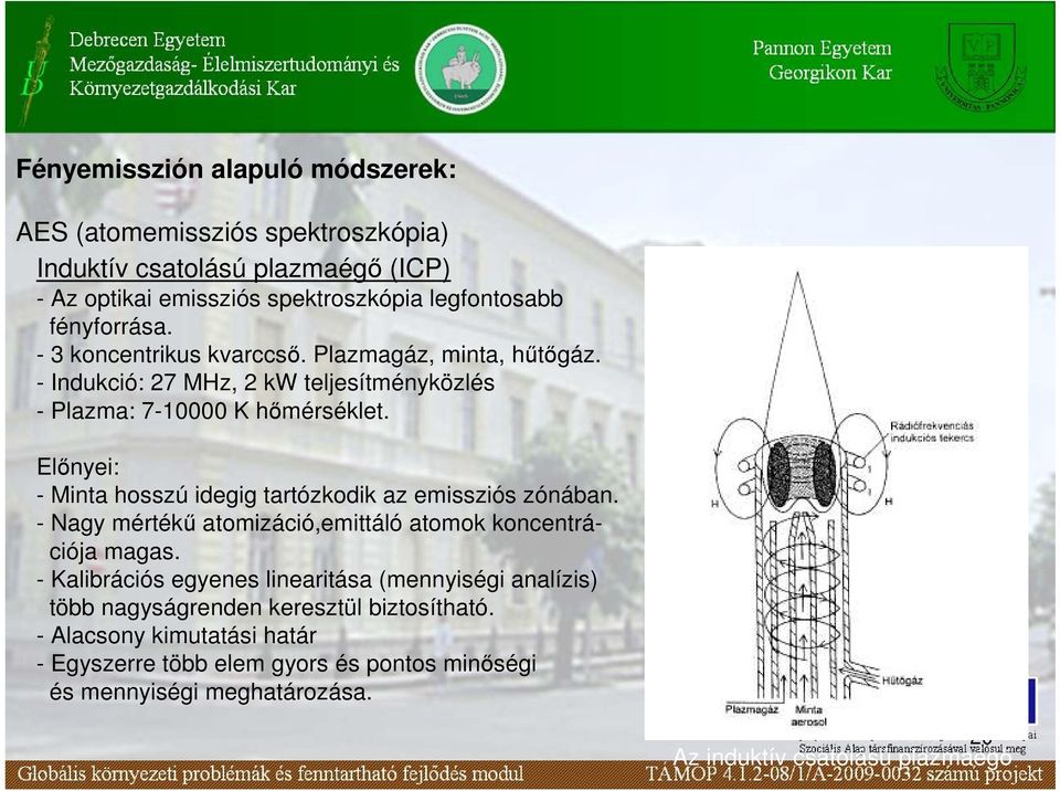 Elınyei: - Minta hosszú idegig tartózkodik az emissziós zónában. - Nagy mértékő atomizáció,emittáló atomok koncentrációja magas.