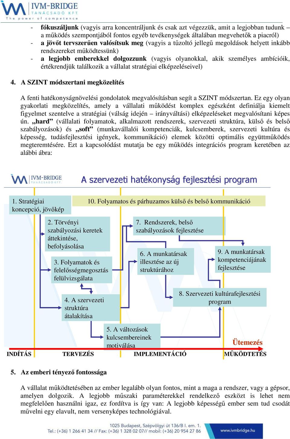 vállalat stratégiai elképzeléseivel) 4. A SZINT módszertani megközelítés A fenti hatékonyságnövelési gondolatok megvalósításban segít a SZINT módszertan.