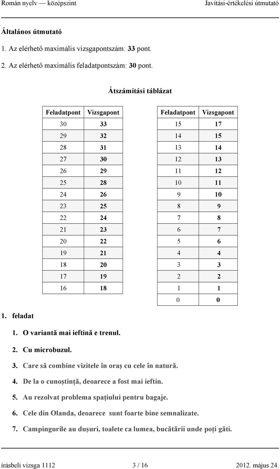 5 6 19 21 4 4 18 20 3 3 17 19 2 2 16 18 1 1 0 0 1. feladat 1. O variantă mai ieftină e trenul. 2. Cu microbuzul. 3. Care să combine vizitele în oraş cu cele în natură. 4. De la o cunoştinţă, deoarece a fost mai ieftin.