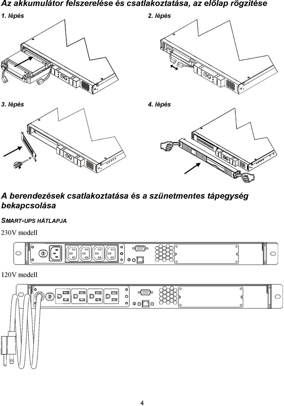 lépés A berendezések csatlakoztatása és a szünetmentes