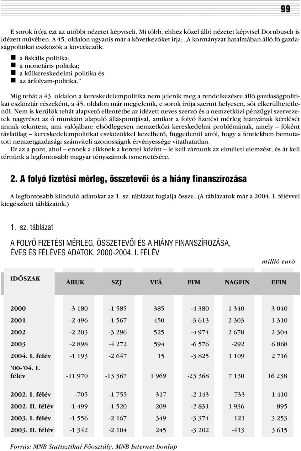 árfolyam-politika. Míg tehát a 43. oldalon a kereskedelempolitika nem jelenik meg a rendelkezésre álló gazdaságpolitikai eszköztár részeként, a 45.