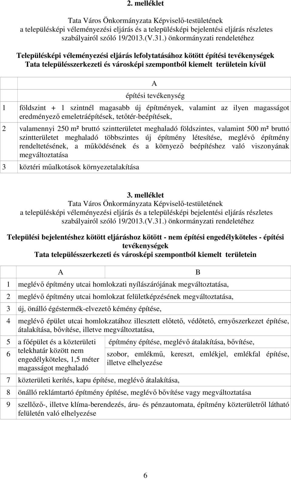 500 m² bruttó szintterületet meghaladó többszintes új építmény létesítése, meglévő építmény rendeltetésének, a működésének és a környező beépítéshez való viszonyának megváltoztatása 3 köztéri