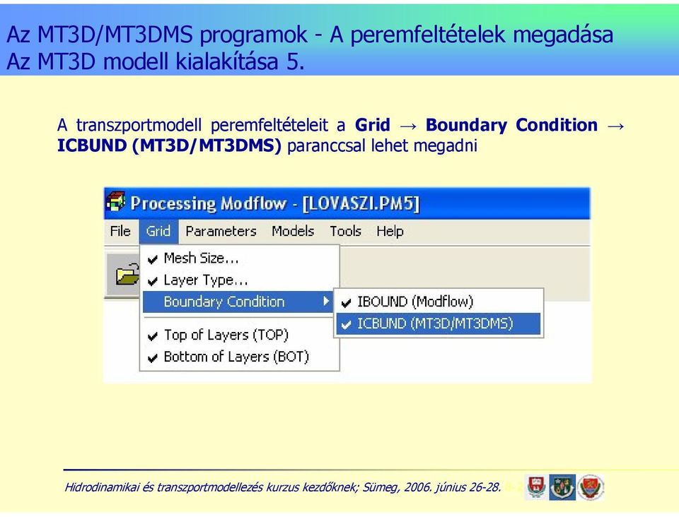 A transzportmodell peremfeltételeit a Grid