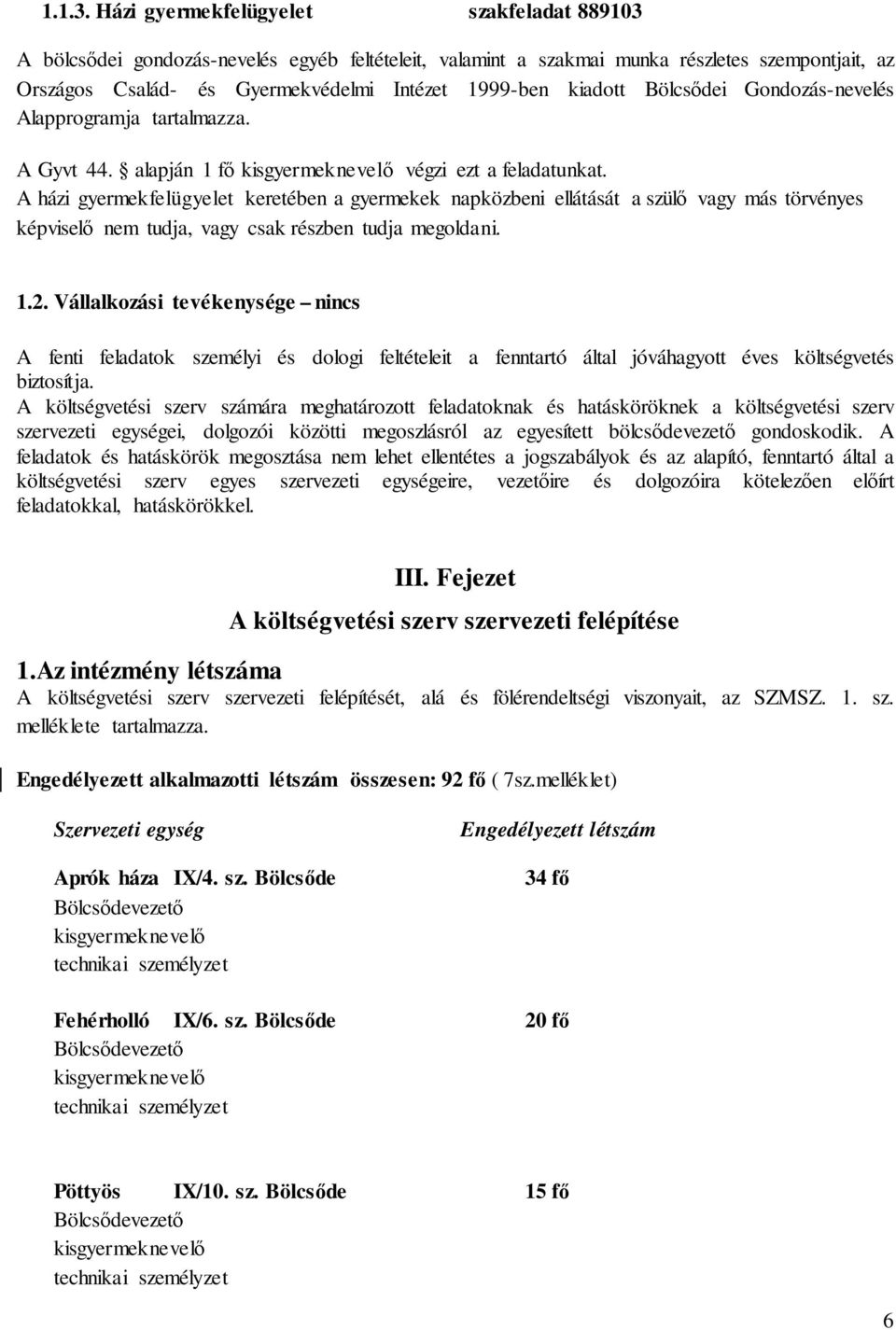 kiadott Bölcsődei Gondozás-nevelés Alapprogramja tartalmazza. A Gyvt 44. alapján 1 fő kisgyermeknevelő végzi ezt a feladatunkat.