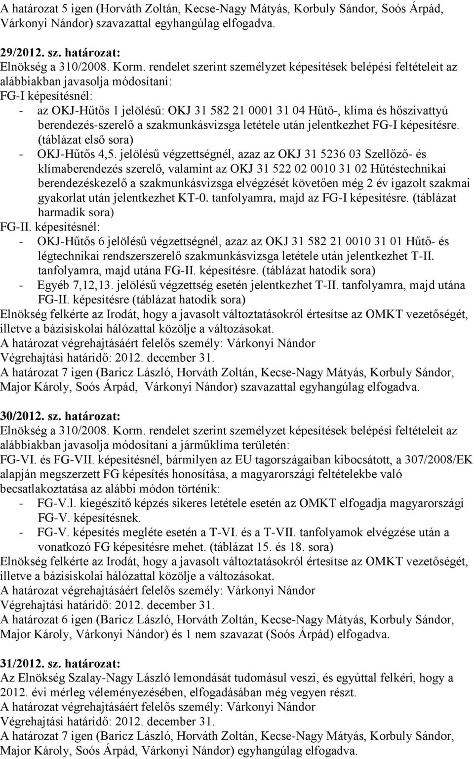 berendezés-szerelő a szakmunkásvizsga letétele után jelentkezhet FG-I képesítésre. (táblázat első sora) - OKJ-Hűtős 4,5.