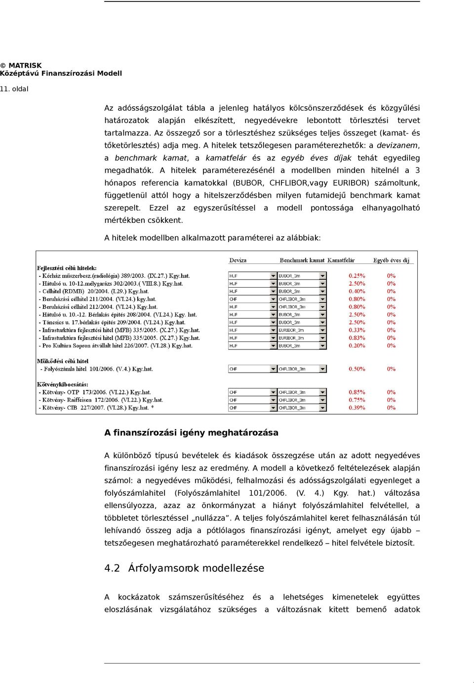 A hitelek tetszőlegesen paraméterezhetők: a devizanem, a benchmark kamat, a kamatfelár és az egyéb éves díjak tehát egyedileg megadhatók.