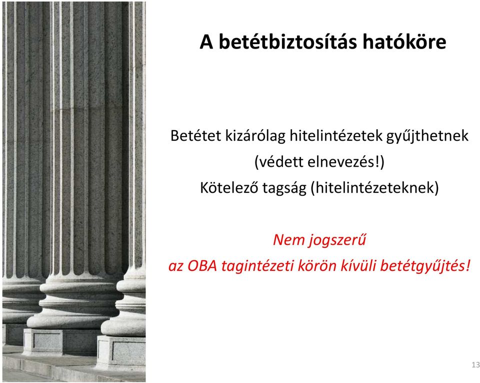 ) Kötelező tagság (hitelintézeteknek) Nem