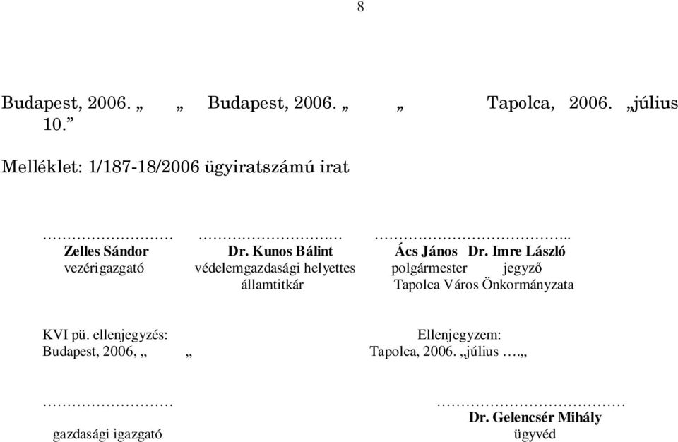 Imre László vezérigazgató védelemgazdasági helyettes polgármester jegyző államtitkár Tapolca