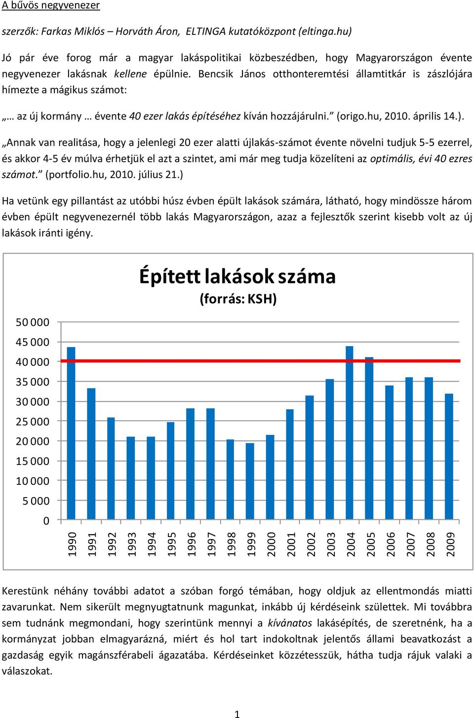 Bencsik János otthonteremtési államtitkár is zászlójára hímezte a mágikus számot: az új kormány évente 4 ezer lakás építéséhez kíván hozzájárulni. (origo.hu, 21. április 14.).