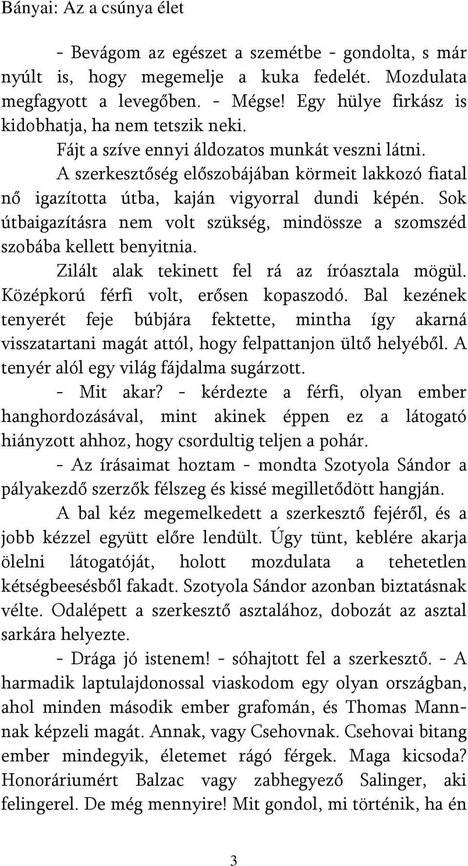 Sok útbaigazításra nem volt szükség, mindössze a szomszéd szobába kellett benyitnia. Zilált alak tekinett fel rá az íróasztala mögül. Középkorú férfi volt, erősen kopaszodó.