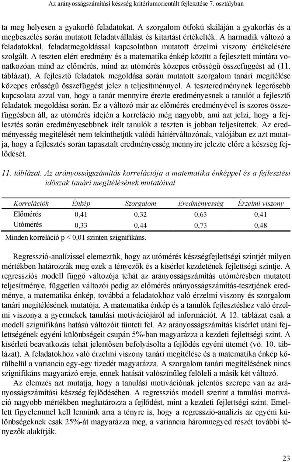 A harmadik változó a feladatokkal, feladatmegoldással kapcsolatban mutatott érzelmi viszony értékelésére szolgált.