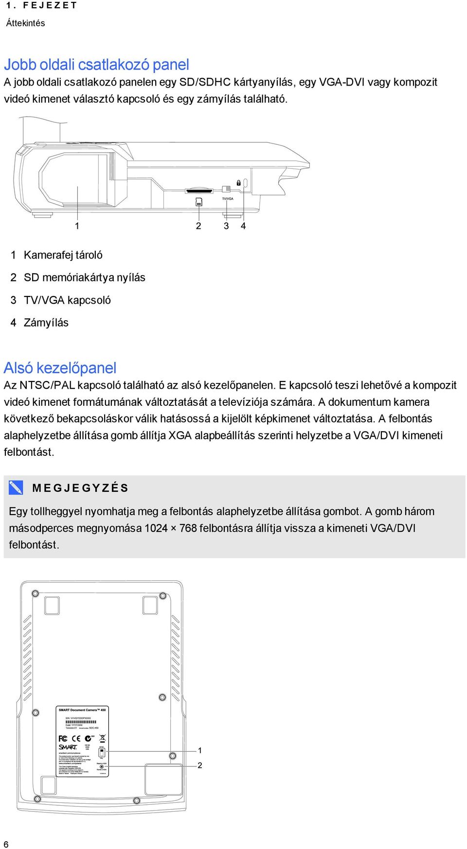 E kapcsló teszi lehetővé a kmpzit videó kimenet frmátumának váltztatását a televíziója számára. A dkumentum kamera következő bekapcsláskr válik hatásssá a kijelölt képkimenet váltztatása.