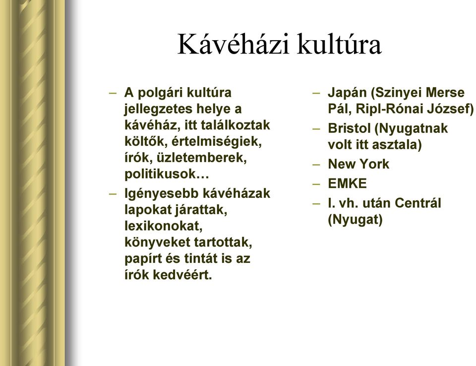 lexikonokat, könyveket tartottak, papírt és tintát is az írók kedvéért.