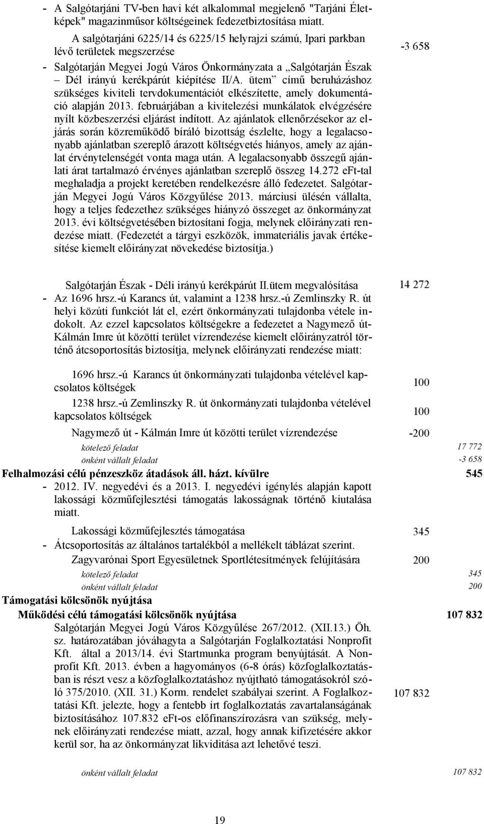 ütem című beruházáshoz szükséges kiviteli tervdokumentációt elkészítette, amely dokumentáció alapján 2013. februárjában a kivitelezési munkálatok elvégzésére nyílt közbeszerzési eljárást indított.