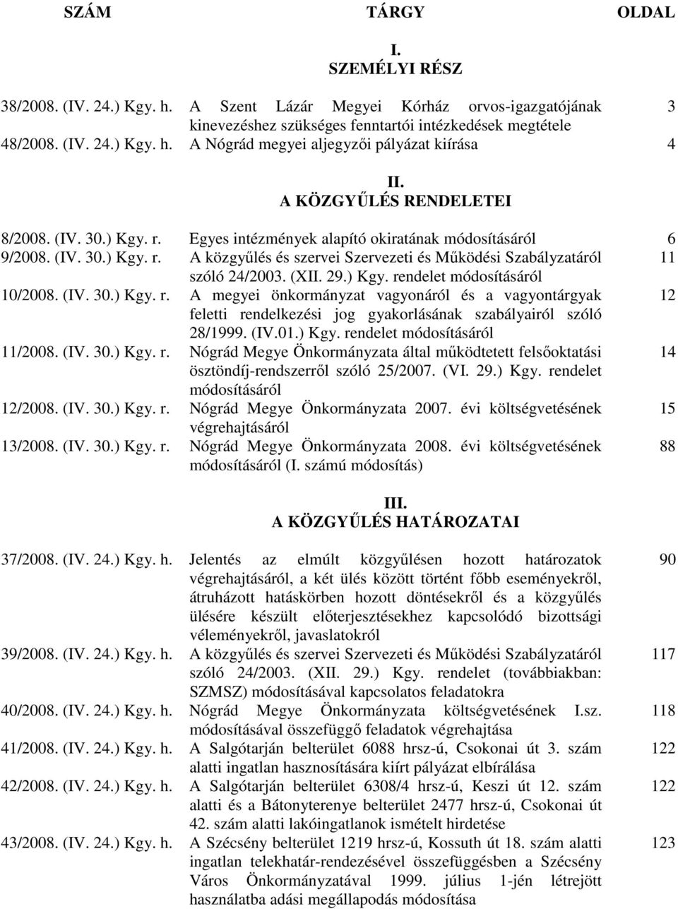 (XII. 29.) Kgy. rendelet módosításáról 10/2008. (IV. 30.) Kgy. r. A megyei önkormányzat vagyonáról és a vagyontárgyak 12 feletti rendelkezési jog gyakorlásának szabályairól szóló 28/1999. (IV.01.