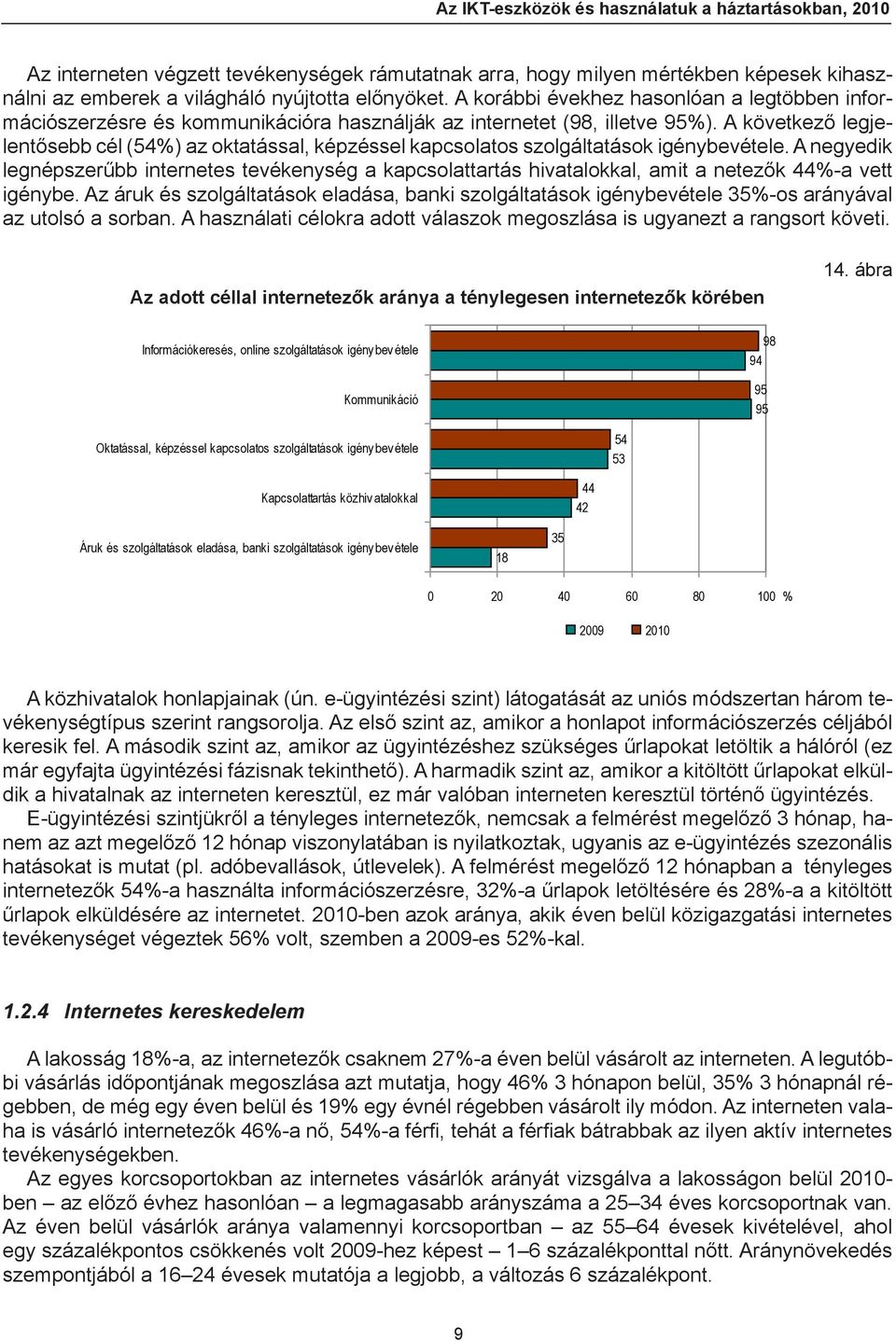 A következő legjelentősebb cél (54%) az oktatással, képzéssel kapcsolatos szolgáltatások igénybevétele.