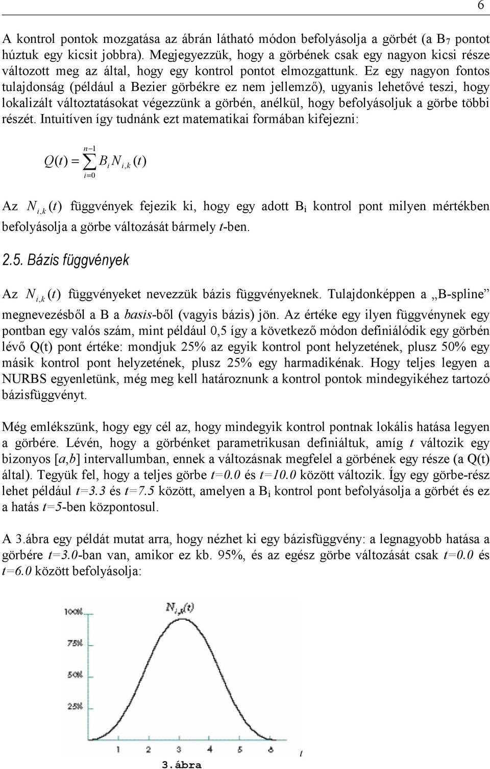 Intutíen íg tudnán ezt matemata formában fejezn: n Q t B N t Az N t függéne fejez hog eg adott B ontro pont men mértében befoásoja a görbe átozását bárme t-ben..5.