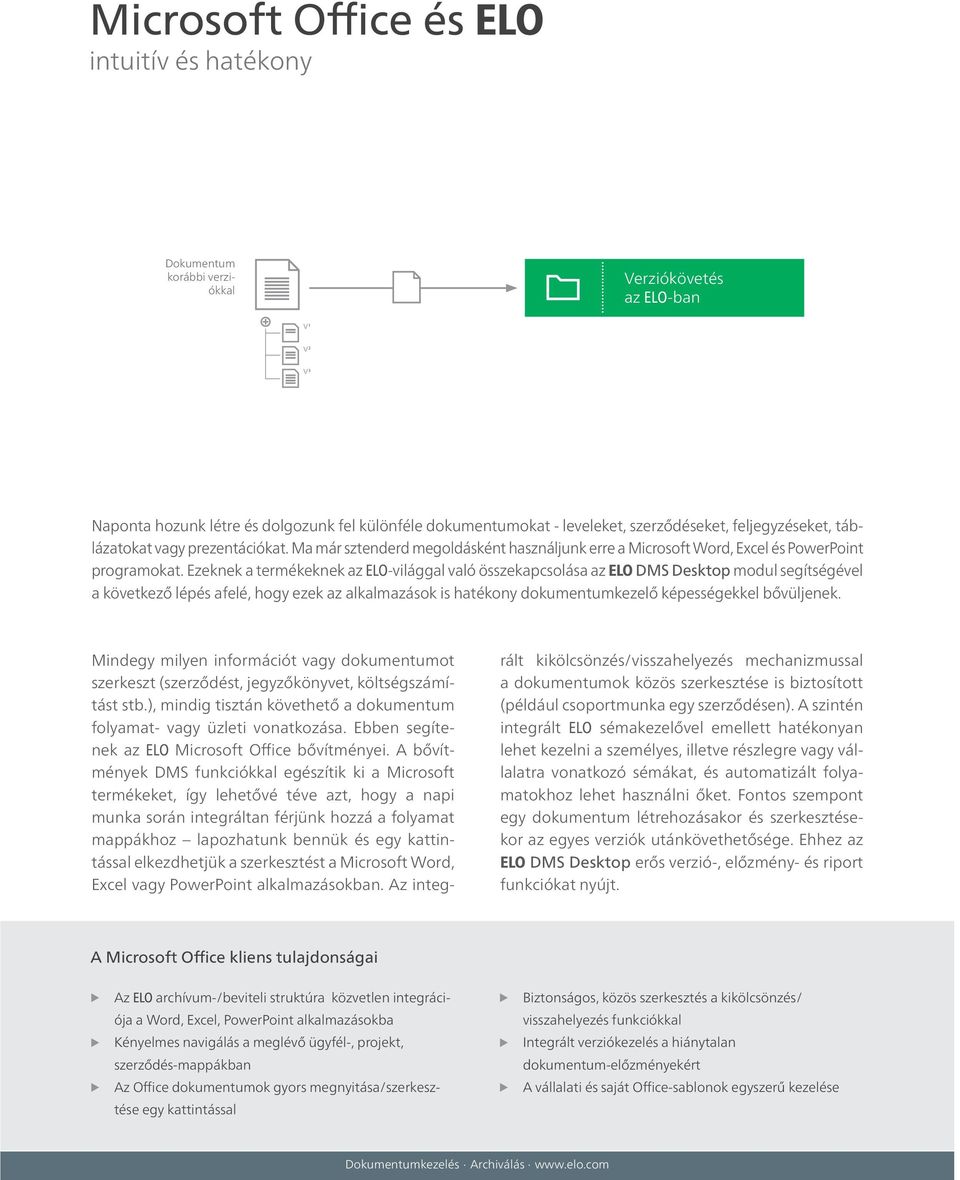 Ezeknek a termékeknek az ELO-világgal való összekapcsolása az ELO DMS Desktop modul segítségével a következő lépés afelé, hogy ezek az alkalmazások is hatékony dokumentumkezelő képességekkel