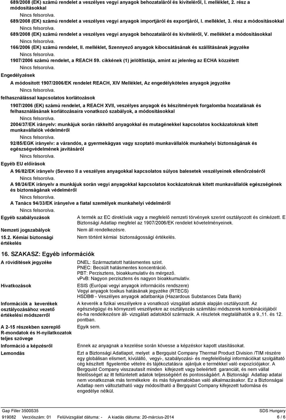 rész a módosításokkal 689/2008 (EK) számú rendelet a veszélyes vegyi anyagok behozataláról és kiviteléről, V. melléklet a módosításokkal 166/2006 (EK) számú rendelet, II.