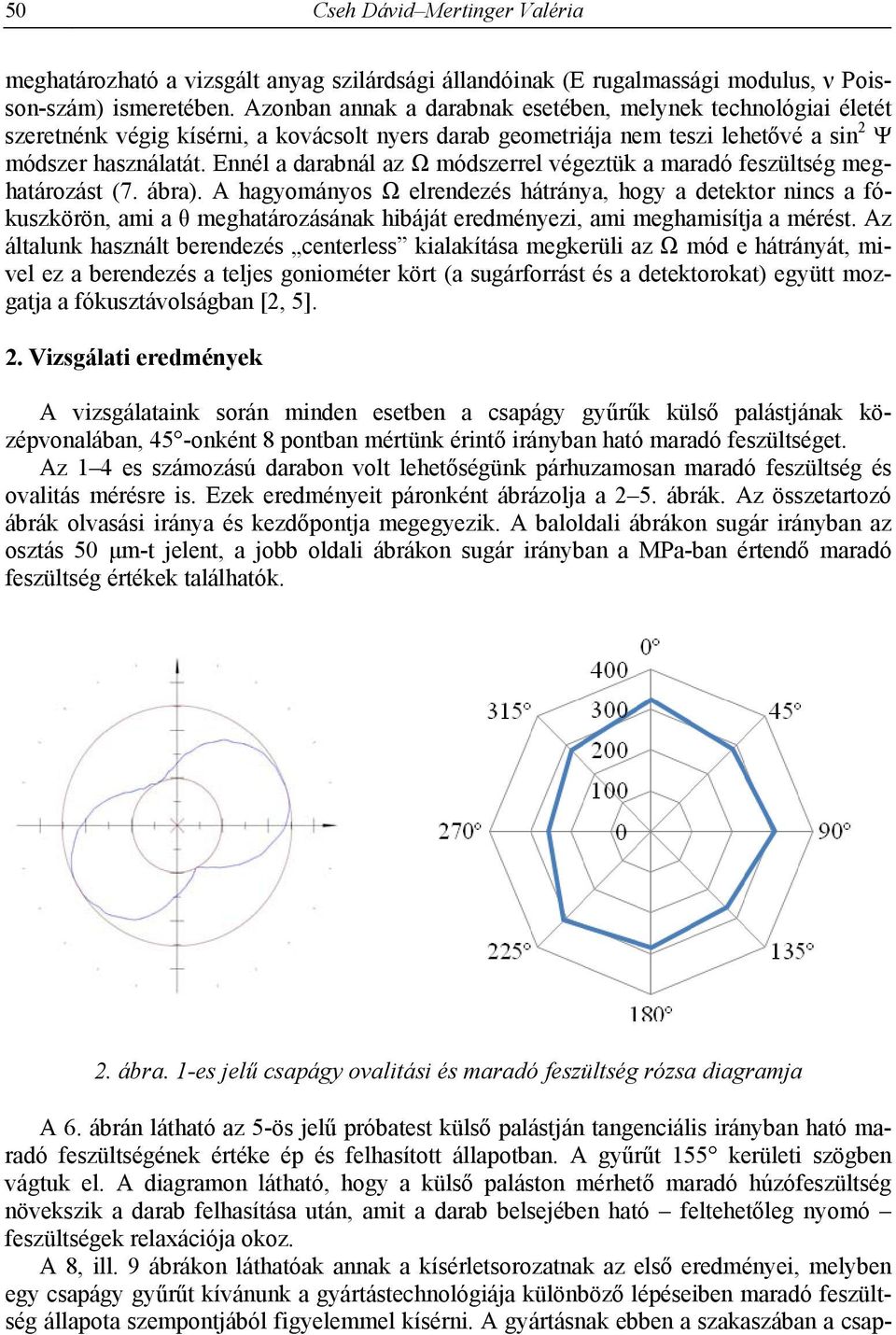 Ennél a darabnál az Ω módszerrel végeztük a maradó feszültség meghatározást (7. ábra).