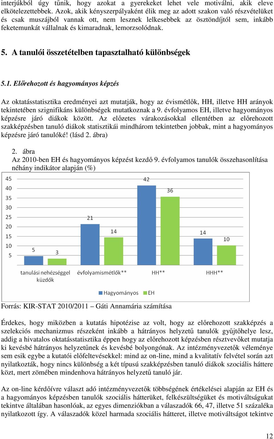 lemorzsolódnak. 5. A tanulói összetételben tapasztalható különbségek 5.1.