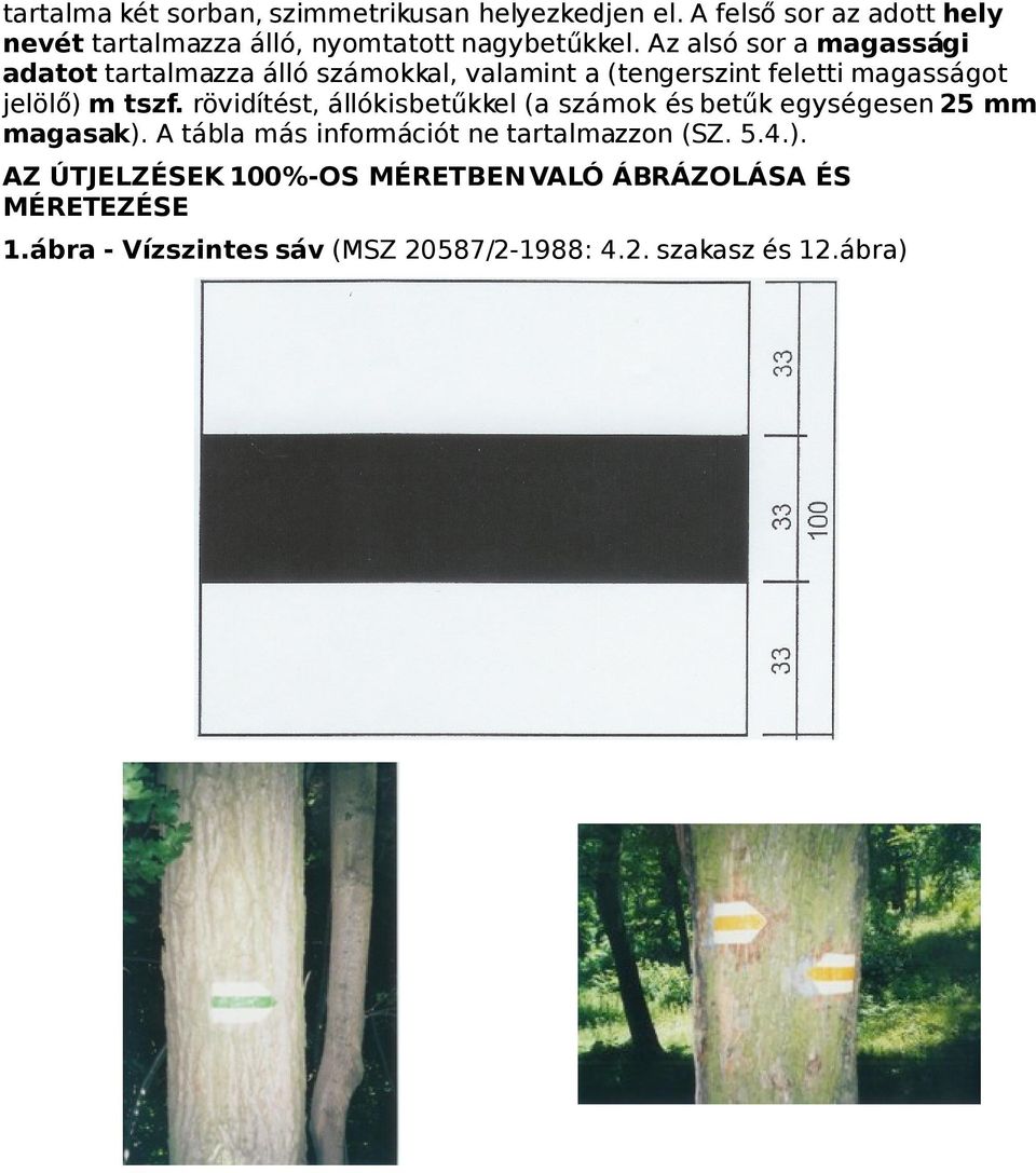 Az alsó sor a magassági adatot tartalmazza álló számokkal, valamint a (tengerszint feletti magasságot jelölő) m tszf.