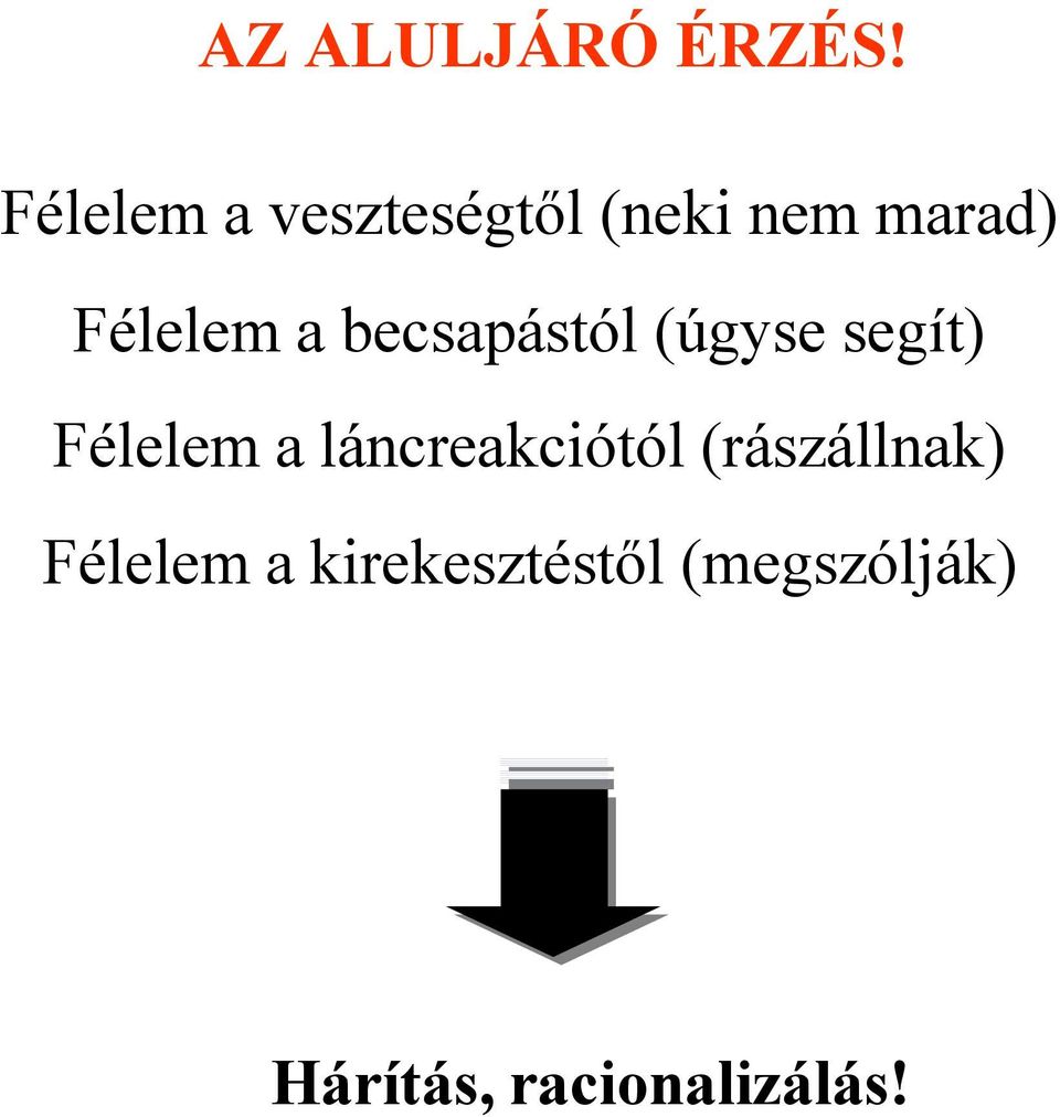 a becsapástól (úgyse segít) Félelem a