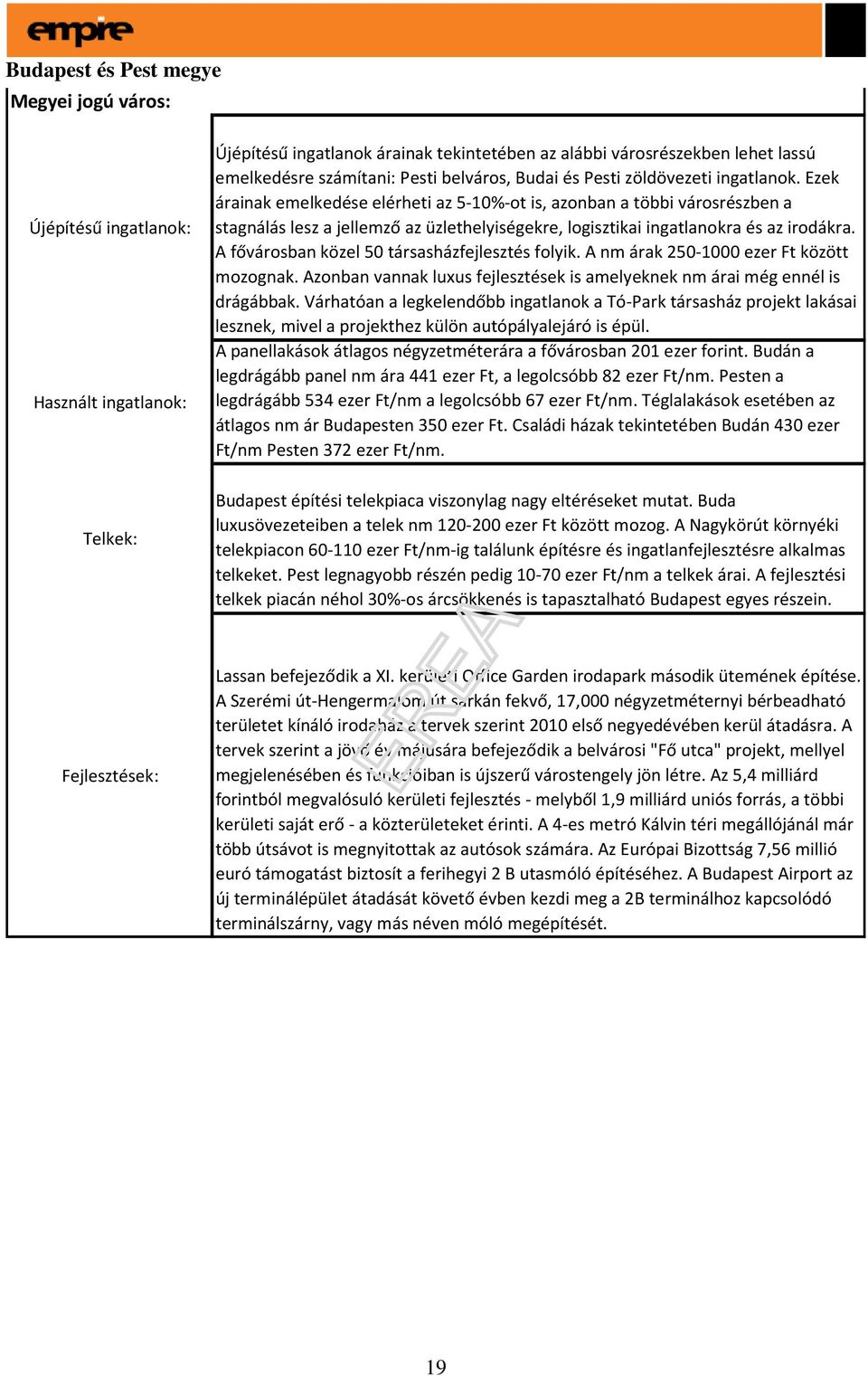 Ezek árainak emelkedése elérheti az 5-10%-ot is, azonban a többi városrészben a stagnálás lesz a jellemző az üzlethelyiségekre, logisztikai ingatlanokra és az irodákra.