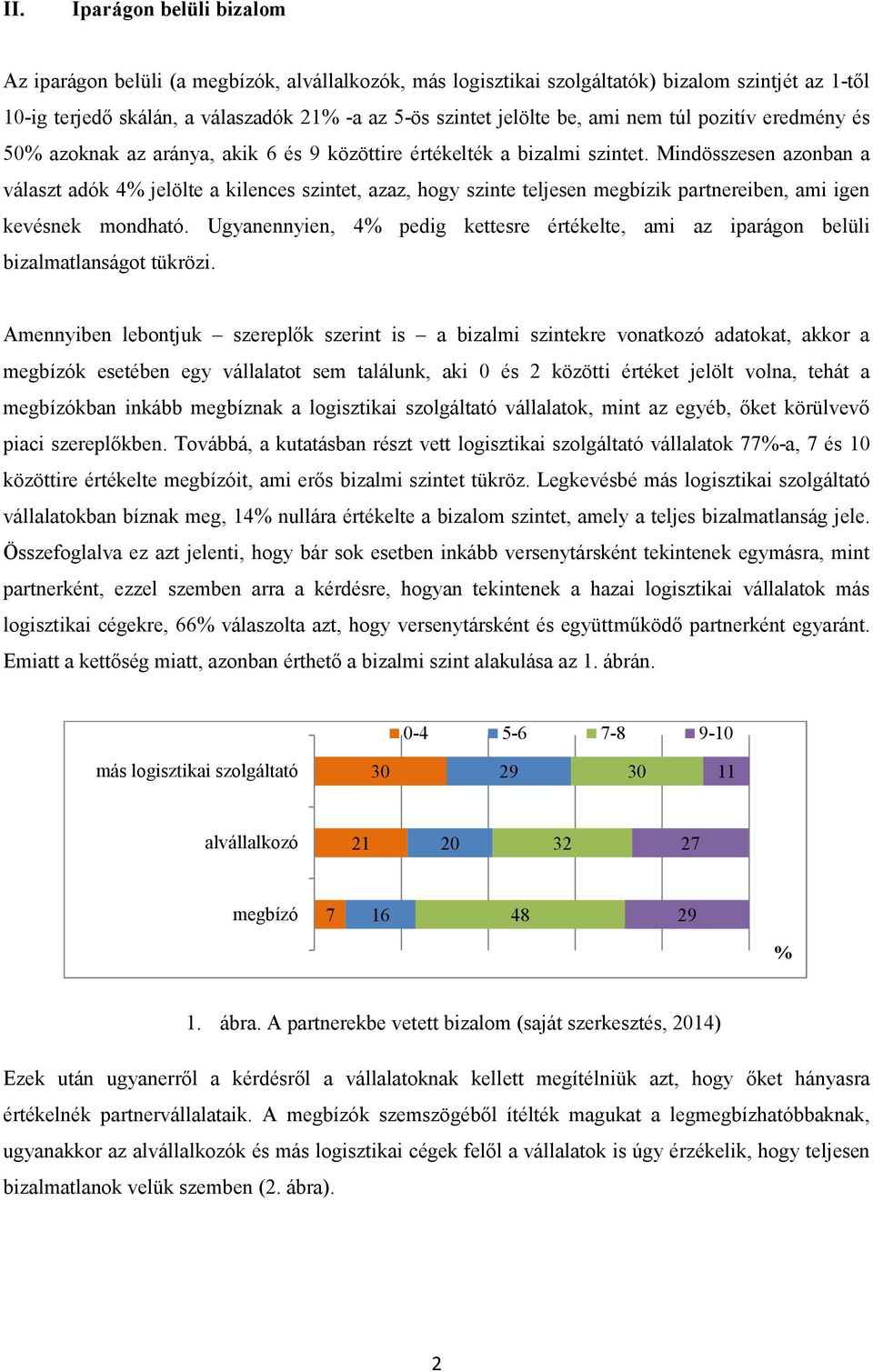 Mindösszesen azonban a választ adók 4% jelölte a kilences szintet, azaz, hogy szinte teljesen megbízik partnereiben, ami igen kevésnek mondható.