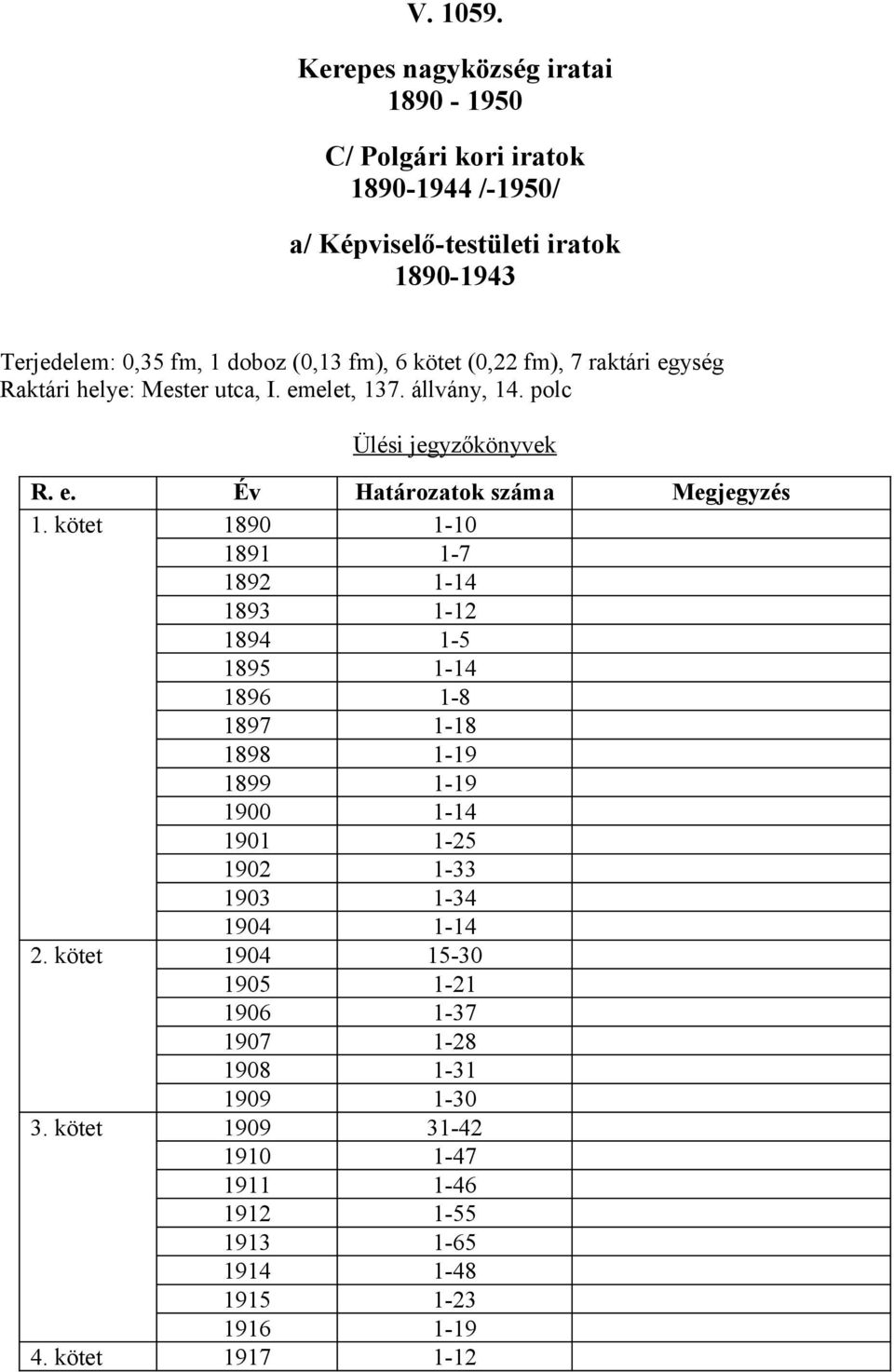 kötet 1890 1-10 1891 1-7 1892 1-14 1893 1-12 1894 1-5 1895 1-14 1896 1-8 1897 1-18 1898 1-19 1899 1-19 1900 1-14 1901 1-25 1902 1-33 1903 1-34 1904 1-14